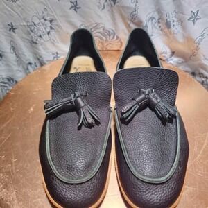 U-Dot Men's Leather Tassel Loafer All Black Made in Japan Size 9